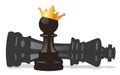 vector chess pawn with crown and defeated king Royalty Free Stock Photo