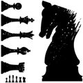 Vector chess pieces in grunge style