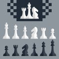 Chess pieces icons set, flat style Royalty Free Stock Photo