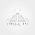 vector of Chichen Itza line art logo symbol illustration design, mexico national park design