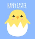 Vector chick in egg shell and happy easter text Royalty Free Stock Photo