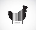 Vector of chicken on the body is a barcode. Farm Animals. Chicken design. Easy editable layered vector illustration