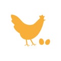 Vector chicken with fresh eggs. Nature farm organic food illustration