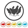 Vector chicken silhouette icons set