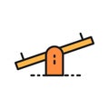 Vector child balance swing, seesaw flat color line icon.