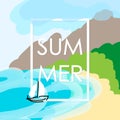 Vector child drawing summer vacation Royalty Free Stock Photo