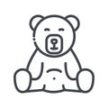 Teddy bear sign line icon isolated on transparent background