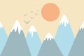 Vector childish drawn mountain illustration in scandinavian style Royalty Free Stock Photo