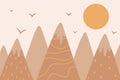 Vector childish drawn mountain illustration in scandinavian style Royalty Free Stock Photo