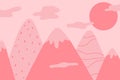 Vector childish drawn mountain illustration in scandinavian style Royalty Free Stock Photo