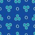 Vector childlike drawing of circles seamless pattern background. Abtract cobalt blue backdrop with painterly groups of