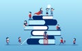 Vector of children climbing up on a top of a stack of books eager to learn Royalty Free Stock Photo