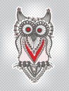 Vector children`s hand-drawing funny owl