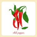 Vector chili peper branch