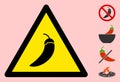 Vector Chili Pepper Warning Triangle Sign Icon