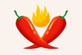 Vector chilli peppers in retro style.