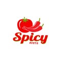 Vector chillies and red tomatoes, logos for food, vegetables and restaurants Royalty Free Stock Photo