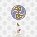 Vector: Chinese two rotating mirror yin and yang cloud on tradi Royalty Free Stock Photo