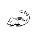 Vector chipmunk silhouette view side for retro logos, emblems, badges, labels template vintage design element. Isolated on white Royalty Free Stock Photo