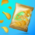 Vector Chips mockup template golden foil pack