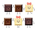 Vector chocolate bar cartoon characters Royalty Free Stock Photo