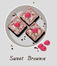 Vector chocolate brownies in a plate Royalty Free Stock Photo