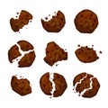 Vector chocolate chip cookies. Cookie with chocolate crumbs isolated on white background. Royalty Free Stock Photo