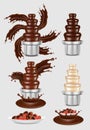 Vector chocolate fountain machine icon set