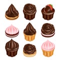 Vector chocolate muffin icon set