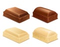Vector chocolate pieces, brown and white milk bars