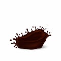 Vector chocolate splash with drops. Liquid and hot chocolate. Realistic cacao pouring Royalty Free Stock Photo