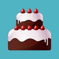Vector chocolate wedding cake with Strawberries isolated