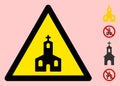 Vector Christian Church Warning Triangle Sign Icon