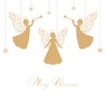 Vector Christmas Angels with ornamental wings Royalty Free Stock Photo