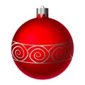 Vector Christmas bal, Red, realistic isolated on white background Royalty Free Stock Photo