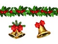 Vector christmas bells with christmas tree decorations