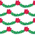 Vector Christmas border red Poinsettia flowers. Royalty Free Stock Photo