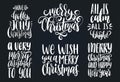 Vector Christmas calligraphic illustrations. Set of New Year hand lettering on black background.