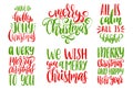 Vector Christmas calligraphic illustrations. Set of New Year hand lettering on white background.