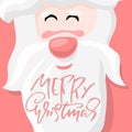 Vector Christmas calligraphy. Handwritten modern dry brush lettering. Typography poster with Santa portrait.