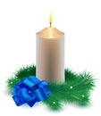Vector christmas card, burning white candle