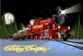 Vector Christmas card with cartoon Santa Express