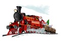 Vector Christmas card with cartoon Santa Express Royalty Free Stock Photo