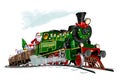 Vector Christmas card with cartoon Santa Express Royalty Free Stock Photo