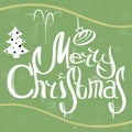 Vector Christmas card with sketch elements. white, green and yellow. Vector illustration EPS10