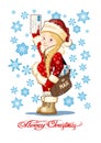 Vector Christmas card with Snow Maiden - Postman