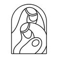 Vector Christmas Christian religious Nativity Scene of baby Jesus with Mary and Joseph. Logo icon illustration sketch Royalty Free Stock Photo