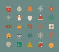 Vector Christmas clipart with simple Xmas elements for holiday decoration.