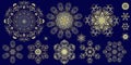 Vector Christmas collection golden snowflakes and stars