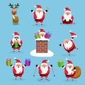 Vector christmas collection of santa claus and red nosed reindeer